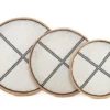 Bamboe kraaltjes dienblad / wanddecoratie wit/zwart L