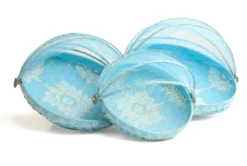 Bamboe vliegenmand - turquoise + wit/goud - Small