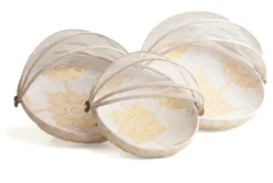 Bamboe vliegenmand - wit + goud - Medium