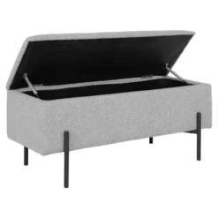 Bankje Marlou met opbergruimte gestoffeerd Marlou gestoffeerd bankje met opbergruimte lichtgrijs - 95 x 46 cm
