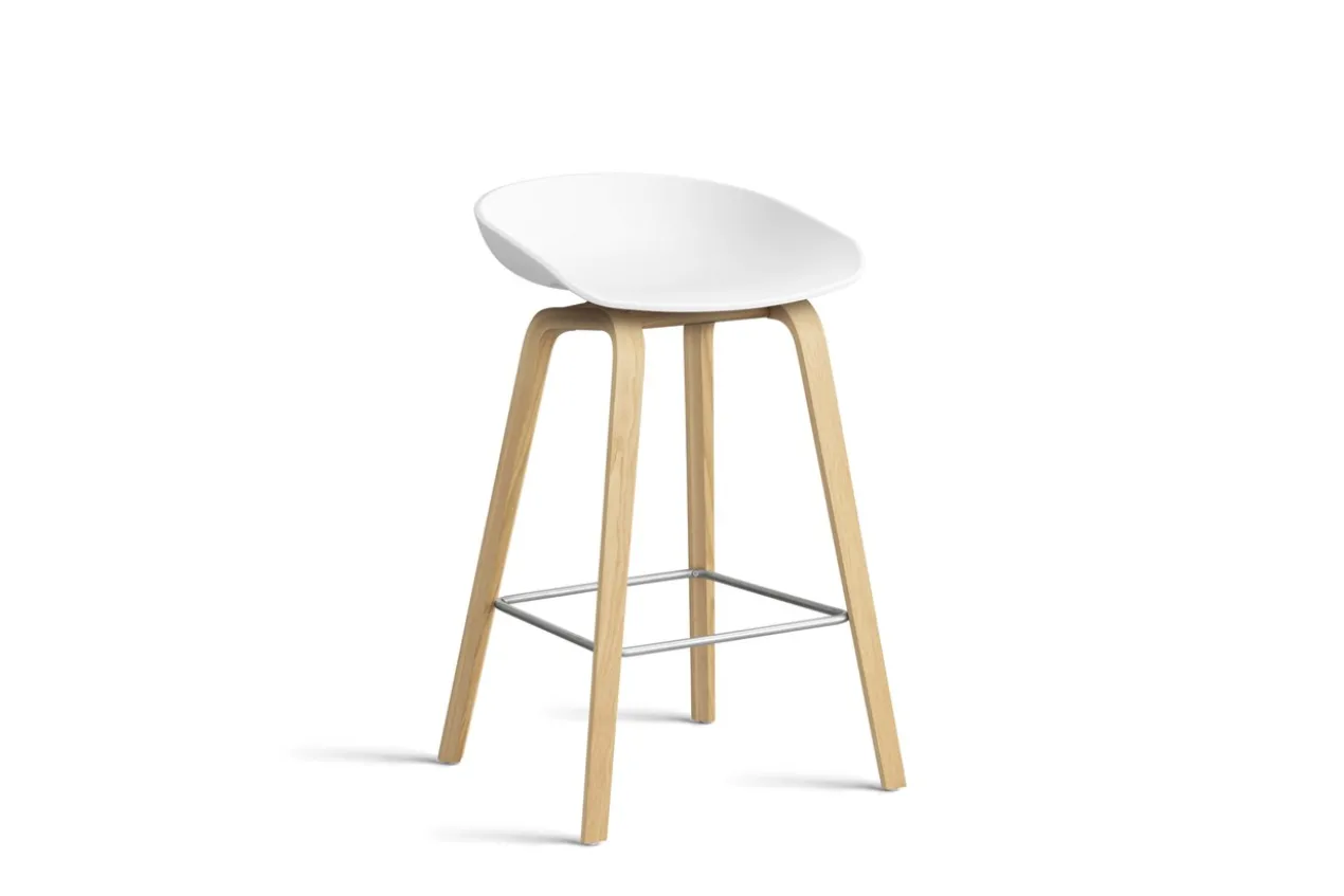 Barkruk AAS32 H65 eiken onderstel white