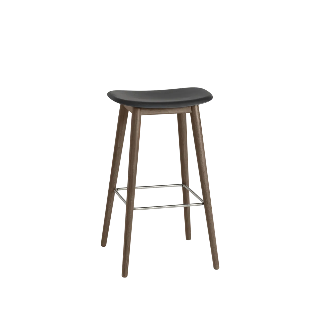 Barkruk Fiber 75 cm met donker eiken onderstel black