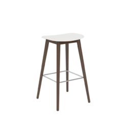 Barkruk Fiber 75 cm met donker eiken onderstel white