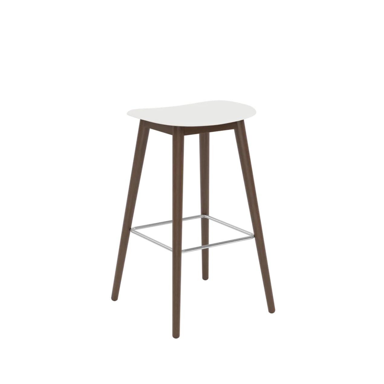 Barkruk Fiber 75 cm met donker eiken onderstel white