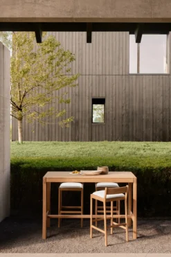 Barkruk Jack outdoor teak off-white kussen