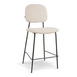Barkruk Jasmijn bouclé beige - zwart onderstel H65