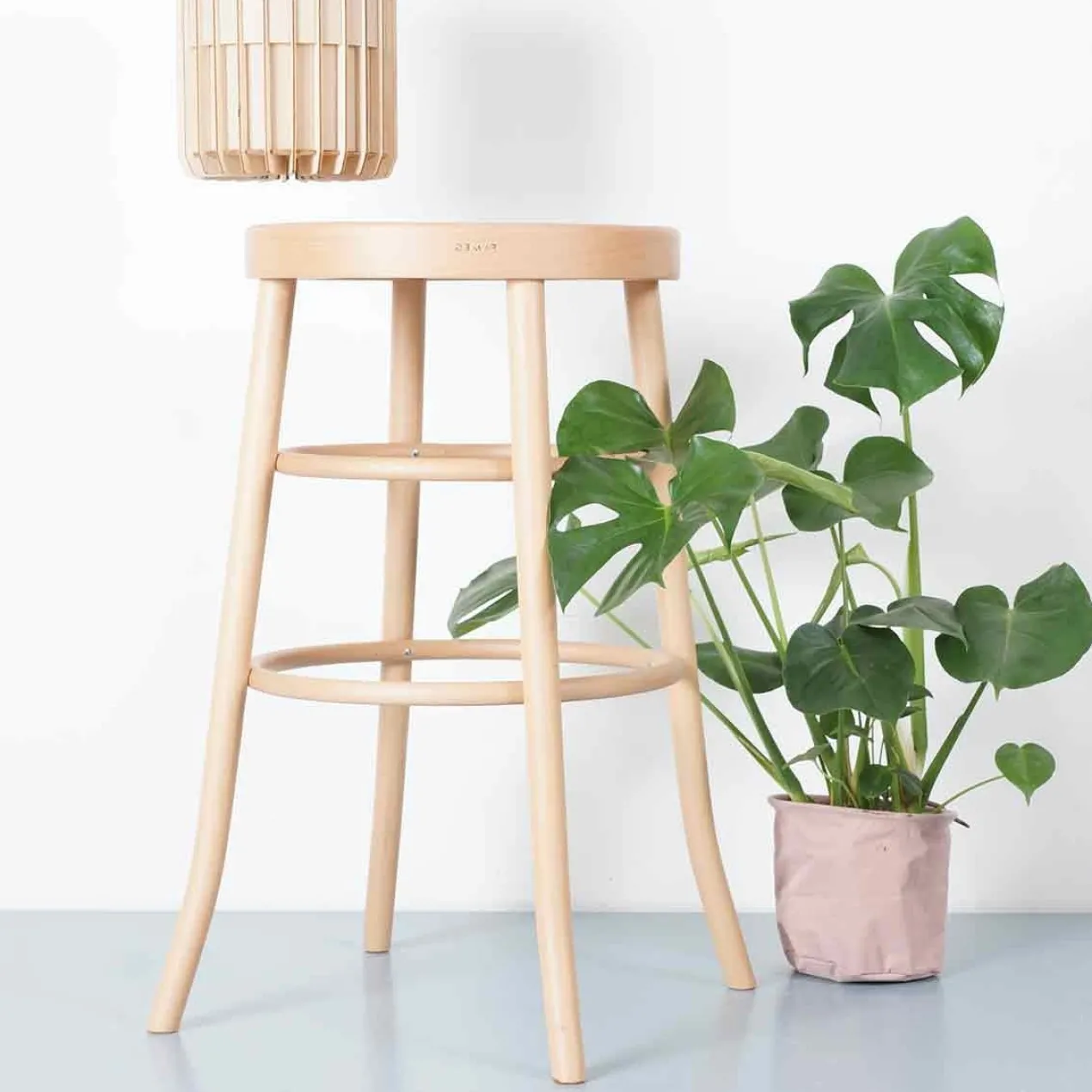 Barkruk Lauren houten H75 cm naturel
