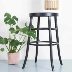 Barkruk Lauren houten H75 cm zwart