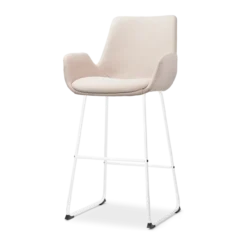 Barkruk Nino-Eef beige - wit onderstel - 75 cm