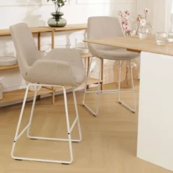 Barkruk Nino-Eef beige - wit onderstel - 75 cm