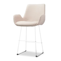 Barkruk Nino-Eef beige - wit onderstel - 65 cm