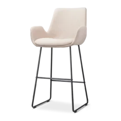 Barkruk Nino-Eef beige - zwart onderstel - 75 cm