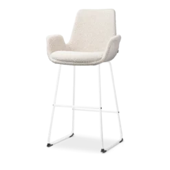 Barkruk Nino-Eef bouclé beige - wit onderstel - 75 cm
