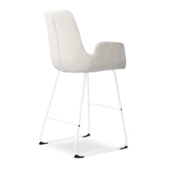Barkruk Nino-Eef bouclé beige - wit onderstel - 65 cm