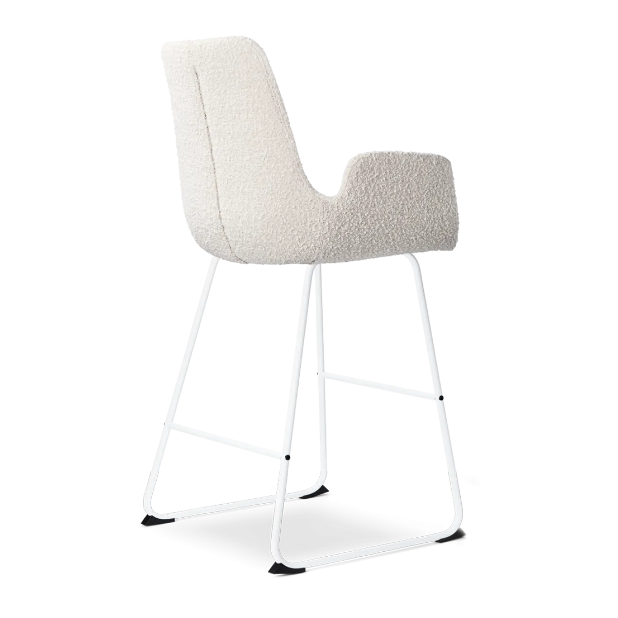 Barkruk Nino-Eef bouclé beige - wit onderstel - 65 cm