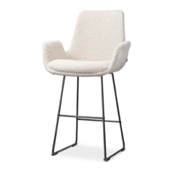 Barkruk Nino-Eef bouclé beige - zwart onderstel - 65 cm