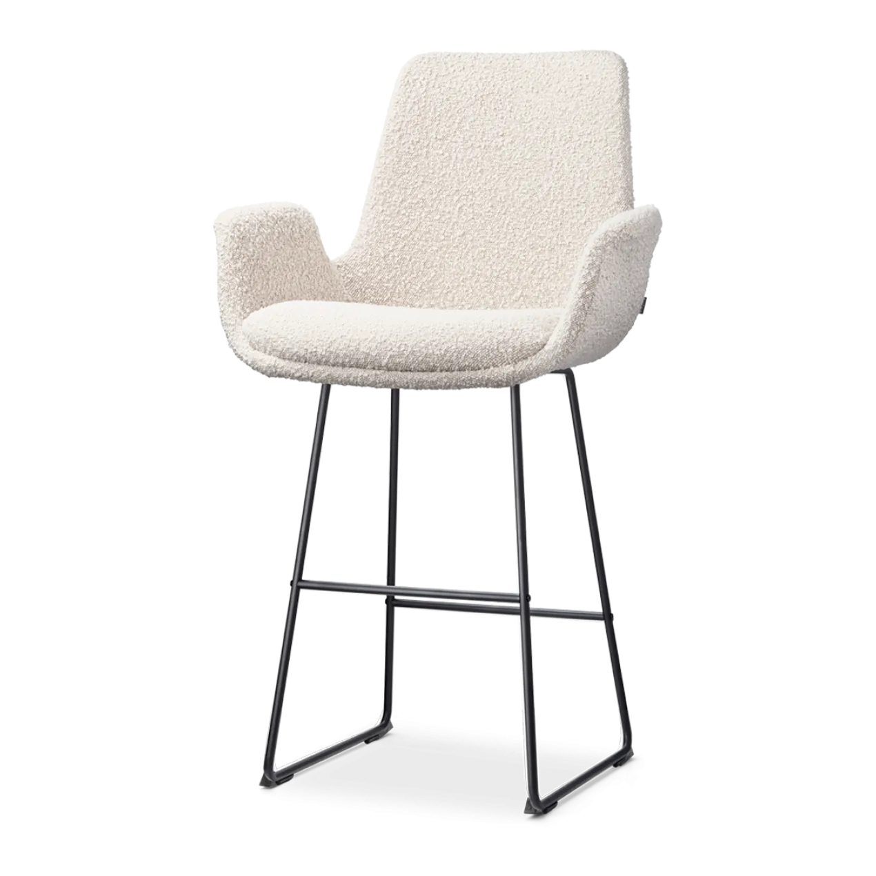 Barkruk Nino-Eef bouclé beige - zwart onderstel - 65 cm