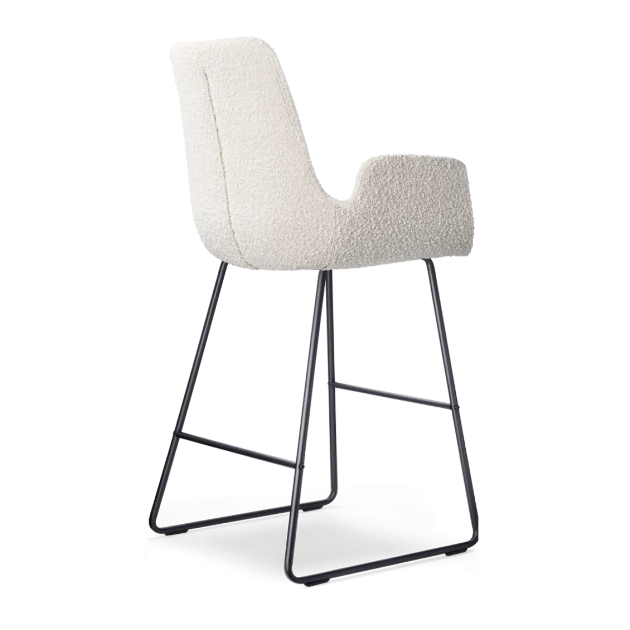 Barkruk Nino-Eef bouclé beige - zwart onderstel - 65 cm