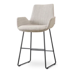Barkruk Nino-Eef grijs beige gemêleerd - zwart - 65 cm