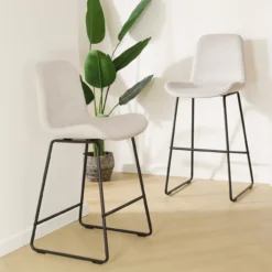 Barkruk Nino-Fé beige - zwart onderstel - 75 cm