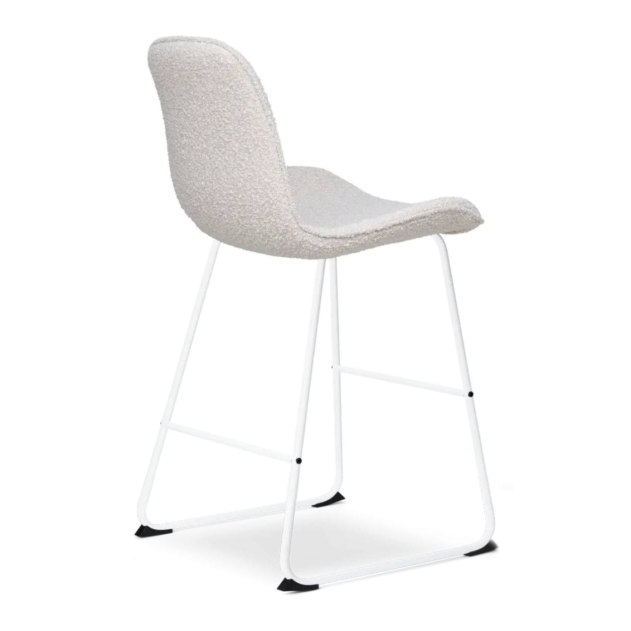 Barkruk Nino-Fé bouclé beige - wit onderstel - 65 cm