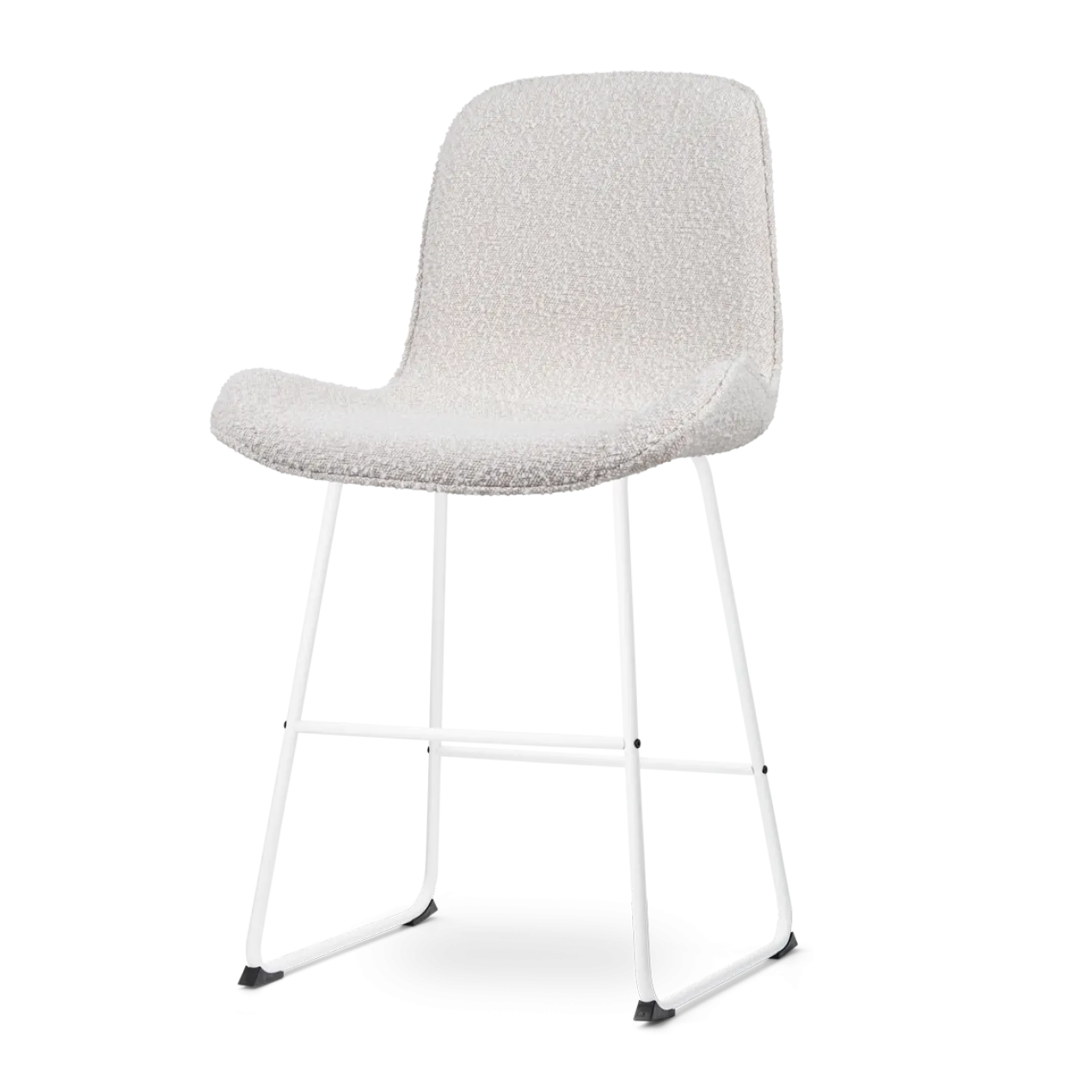 Barkruk Nino-Fé bouclé beige - wit onderstel - 65 cm
