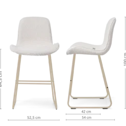 Barkruk Nino-Fé H65 cm beige onderstel bouclé beige