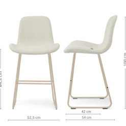 Barkruk Nino-FĂ© H65 cm beige onderstel cottonbeige