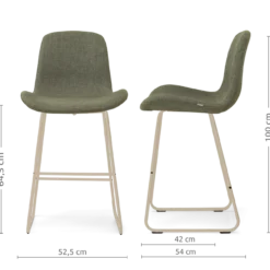 Barkruk Nino-Fé H65 cm beige onderstel forestgroen