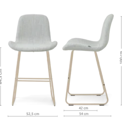 Barkruk Nino-Fé H65 cm beige onderstel grijs melange