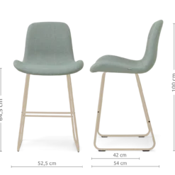 Barkruk Nino-Fé H65 cm beige onderstel saliegroen