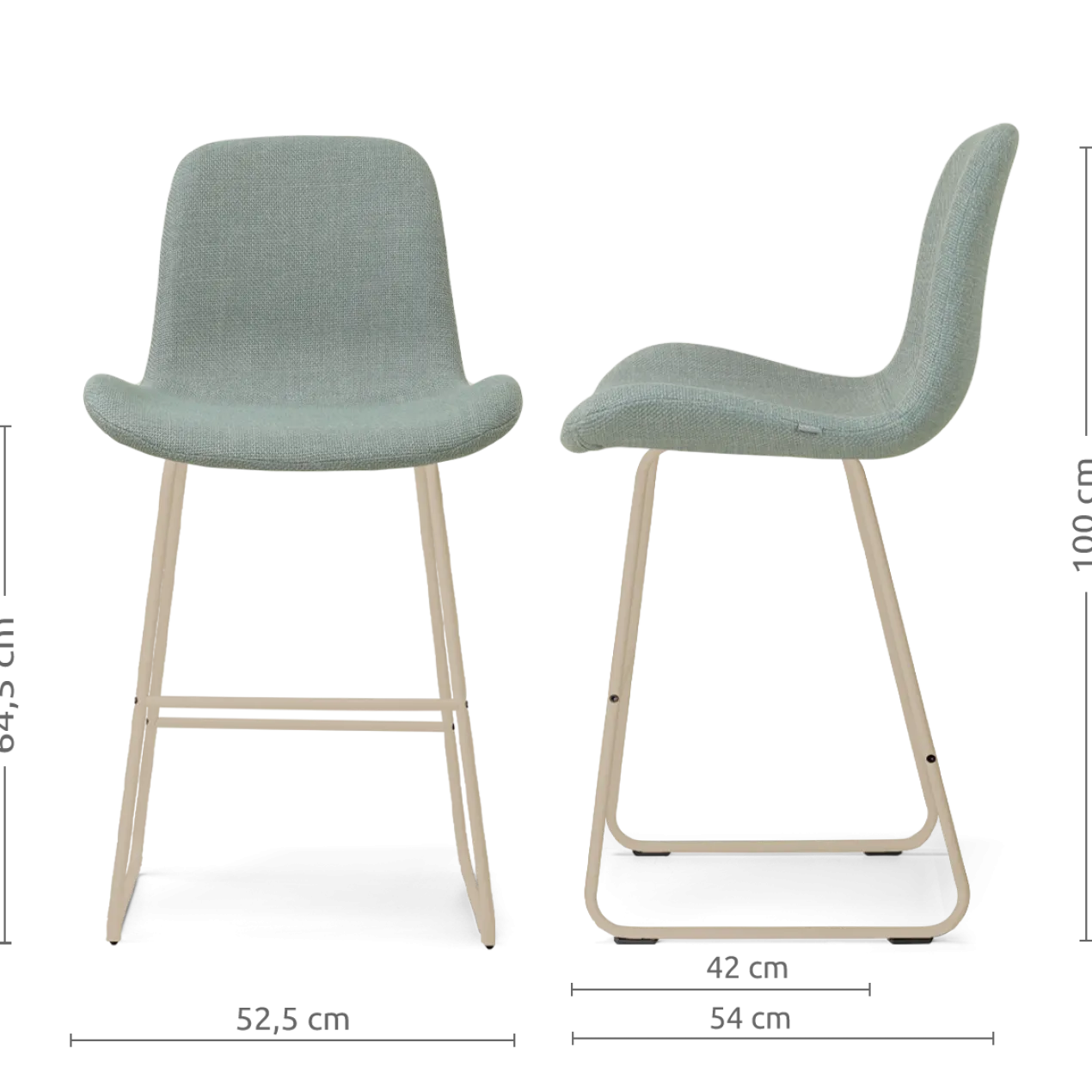 Barkruk Nino-Fé H65 cm beige onderstel saliegroen
