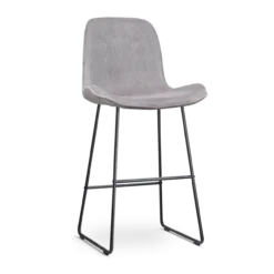 Barkruk Nino-Fé rib warm grijs - zwart onderstel - 75 cm