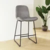 Barkruk Nino-Fé velvet grijs - zwart onderstel - 75 cm