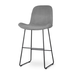 Barkruk Nino-Fé velvet grijs - zwart onderstel - 75 cm