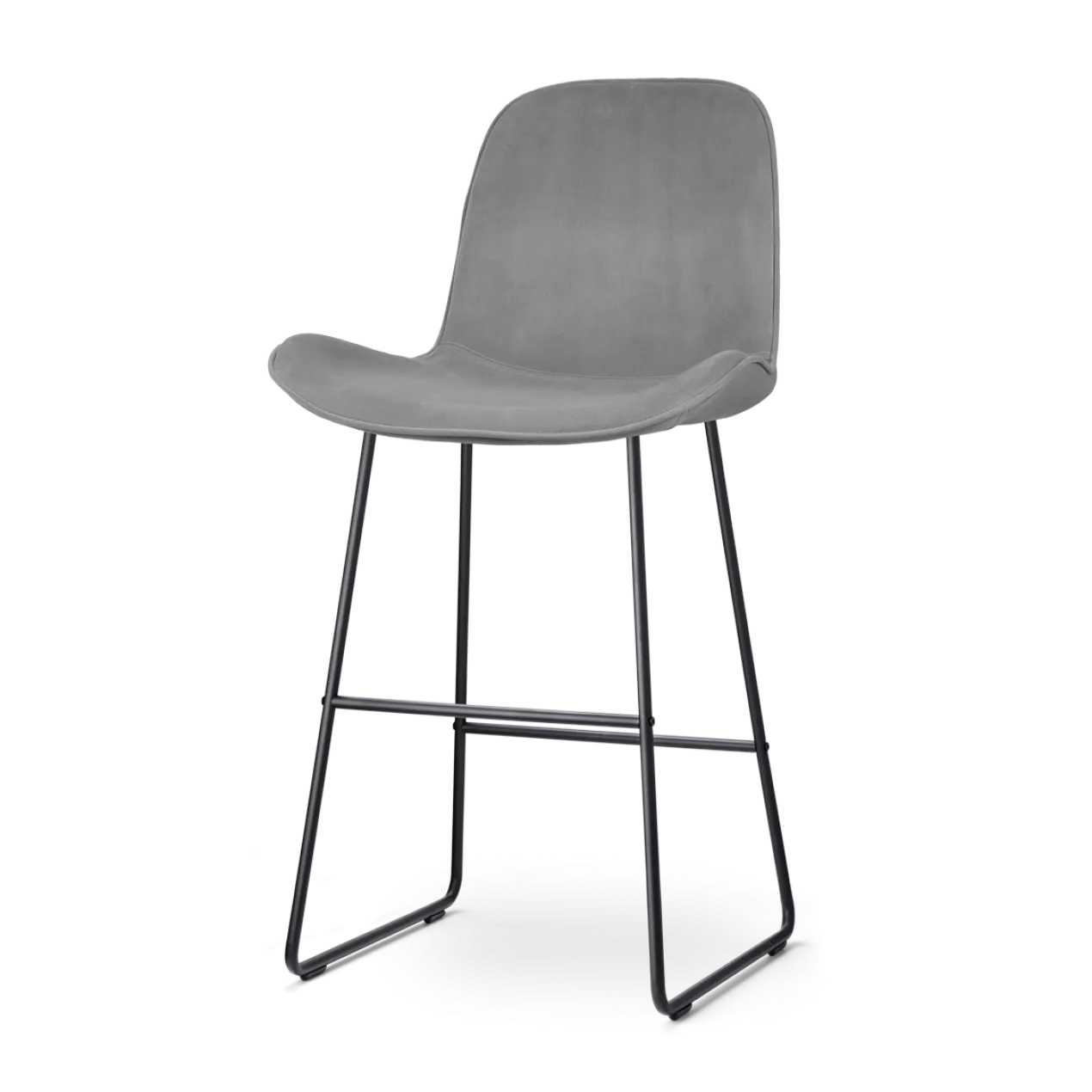 Barkruk Nino-Fé velvet grijs - zwart onderstel - 75 cm