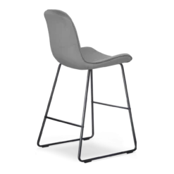 Barkruk Nino-Fé velvet grijs - zwart onderstel - 65 cm