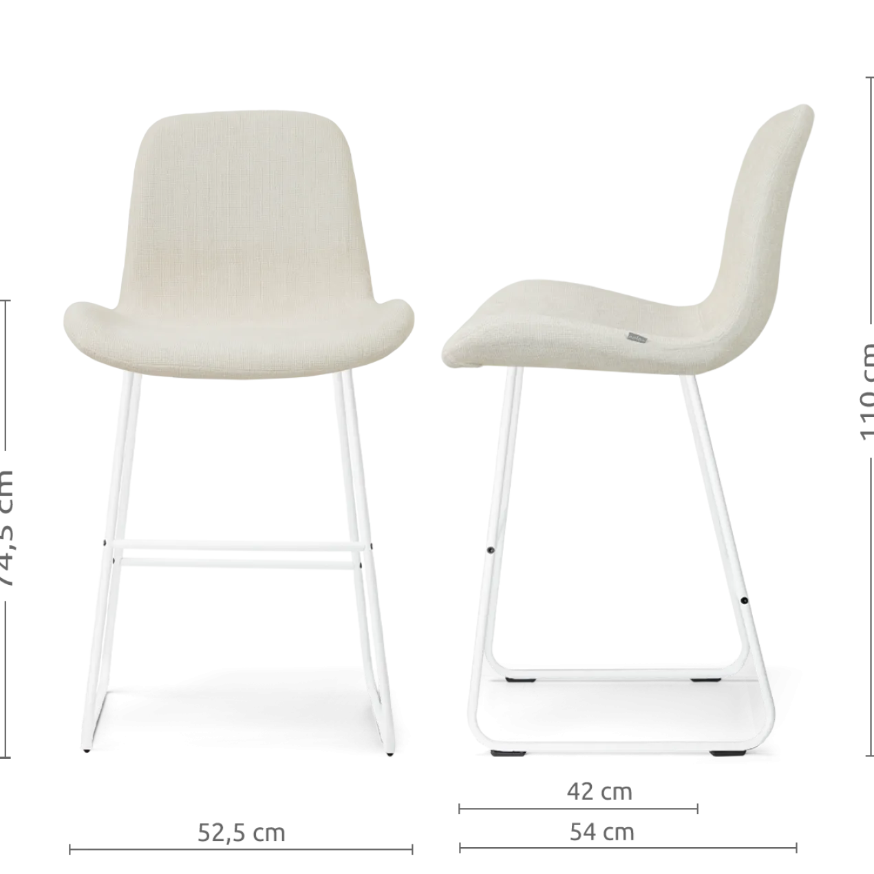 Barkruk Nino-Fé wit onderstel cottonbeige 75 cm