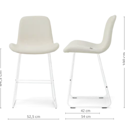 Barkruk Nino-Fé wit onderstel cottonbeige 65 cm