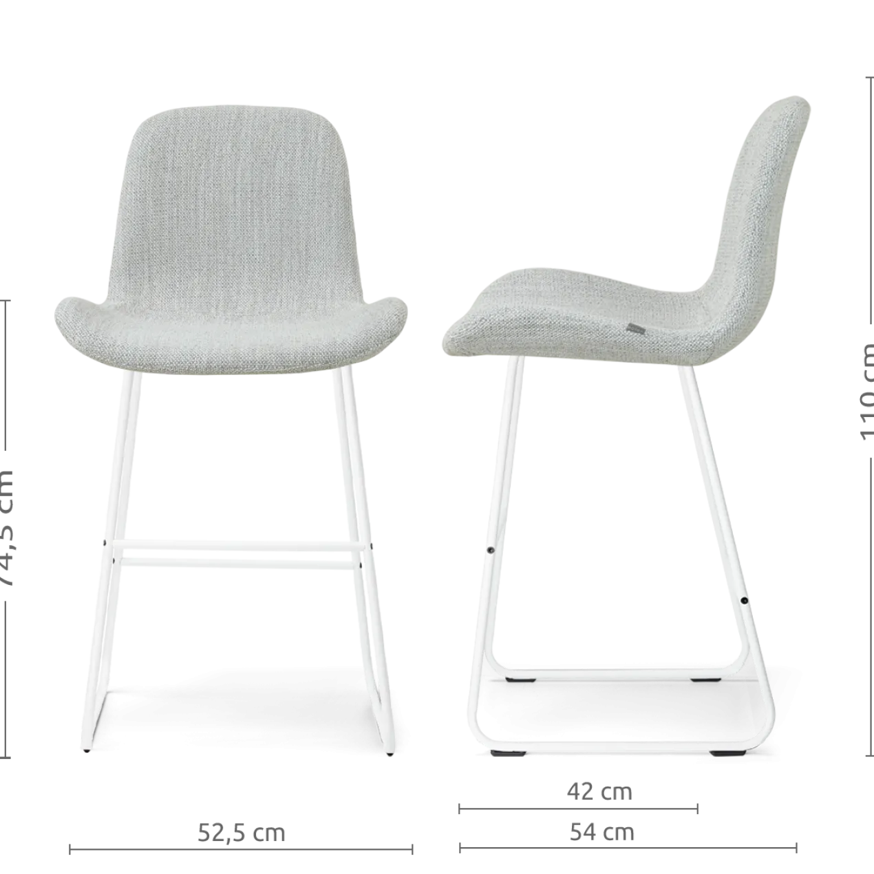 Barkruk Nino-Fé wit onderstel grijs melange 75 cm