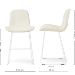 Barkruk Nino-Fé wit onderstel rib beige 65 cm