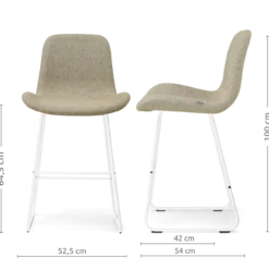 Barkruk Nino-Fé wit onderstel taupe melange 65 cm