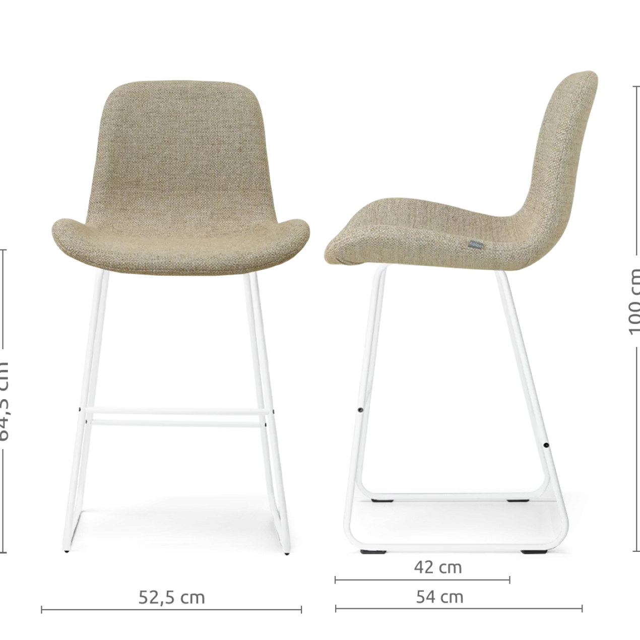 Barkruk Nino-Fé wit onderstel taupe melange 65 cm