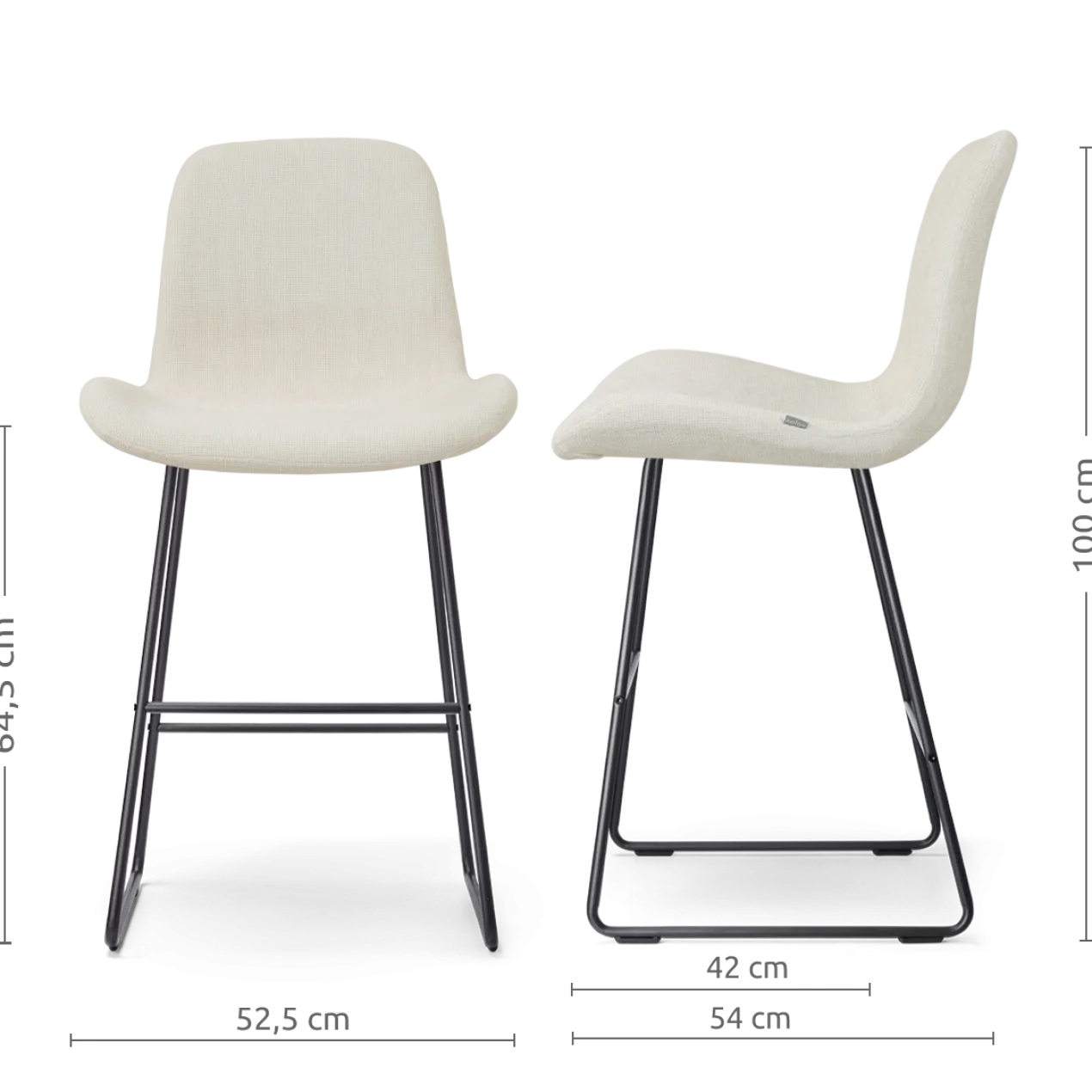 Barkruk Nino-Fé zwart onderstel cottonbeige 65 cm
