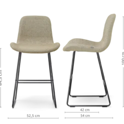 Barkruk Nino-Fé zwart onderstel taupe melange 65 cm
