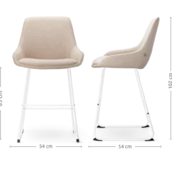 Barkruk Nino-Isa beige - wit onderstel - 65 cm