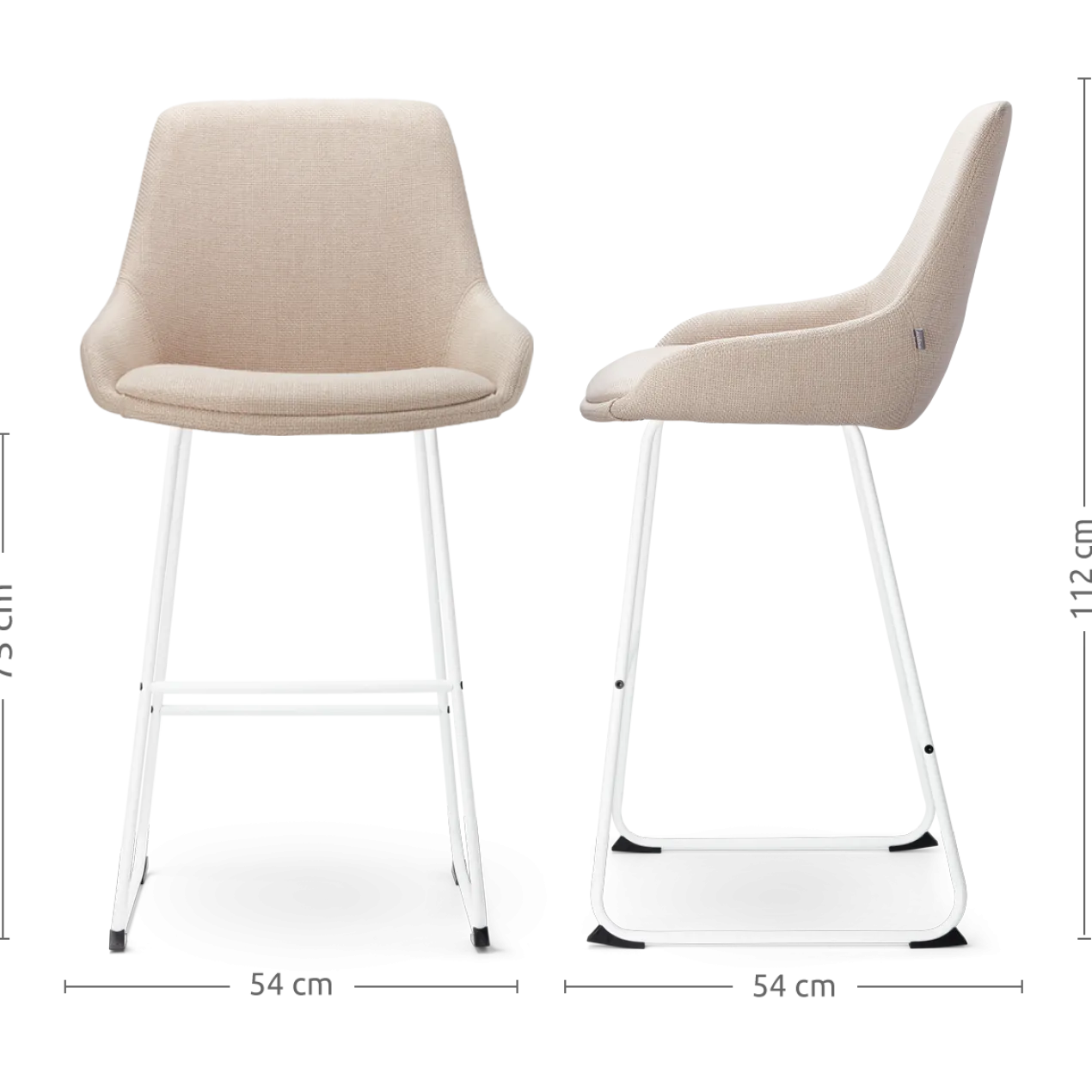 Barkruk Nino-Isa beige - wit onderstel - 75 cm