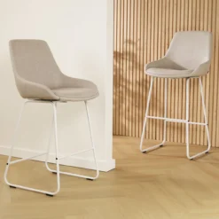Barkruk Nino-Isa beige - wit onderstel - 75 cm