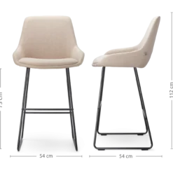 Barkruk Nino-Isa beige - zwart onderstel - 75 cm