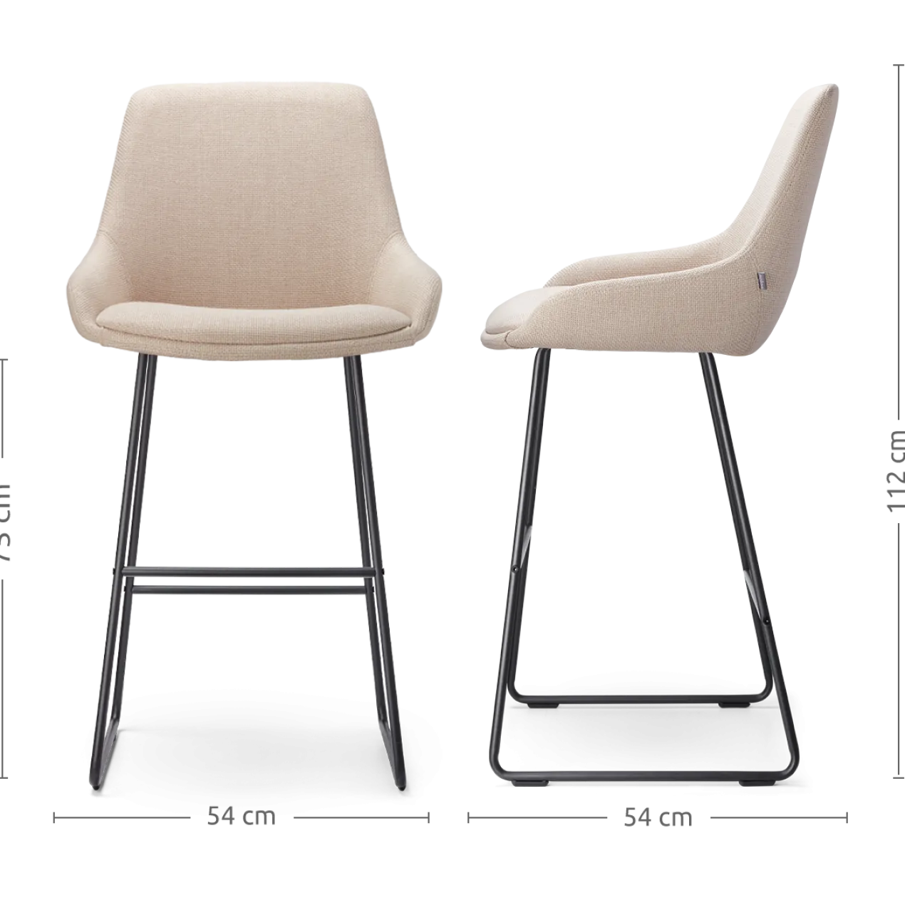 Barkruk Nino-Isa beige - zwart onderstel - 75 cm